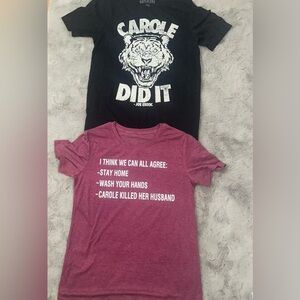 Two “Carole Did it” T-Shirts size Medium